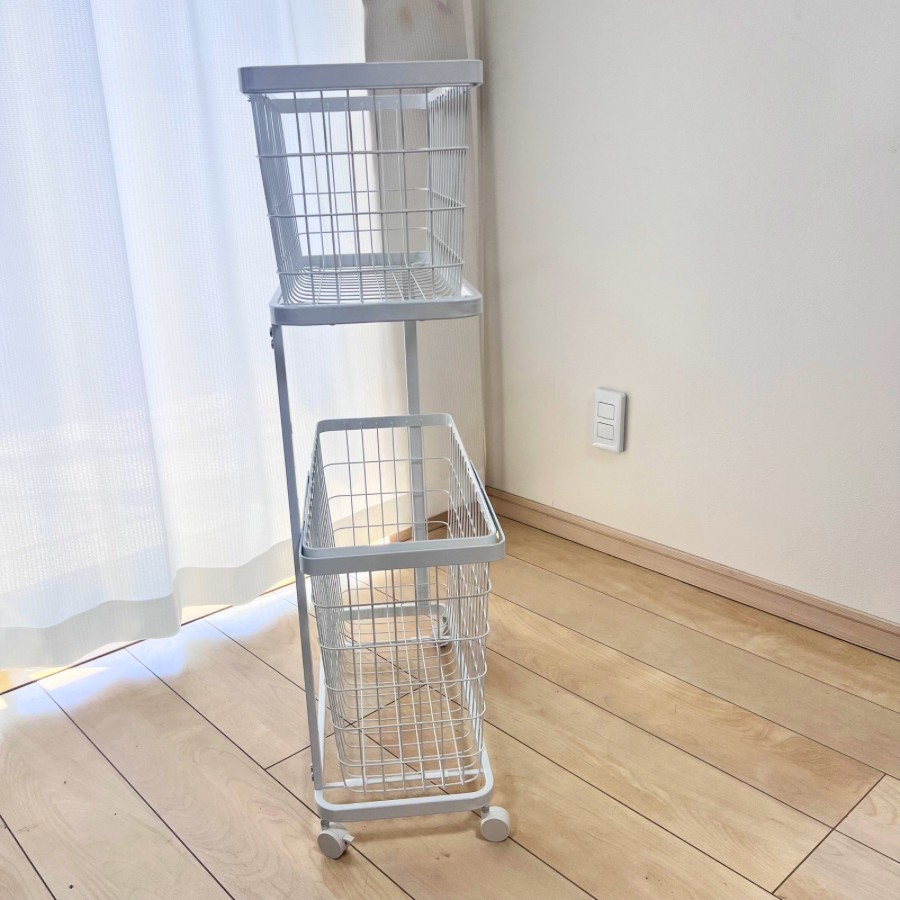 ランドリーバスケット 山崎実業 正規品 tower タワー ランドリーワゴン+バスケットセット スリム 洗濯かご 洗濯カゴ  8464 ホワイト | tower | 10