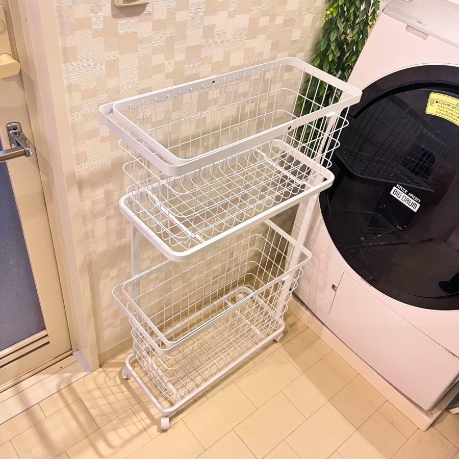 ランドリーバスケット 山崎実業 正規品 tower タワー ランドリーワゴン+バスケットセット スリム 洗濯かご 洗濯カゴ  8464 ホワイト | tower | 14