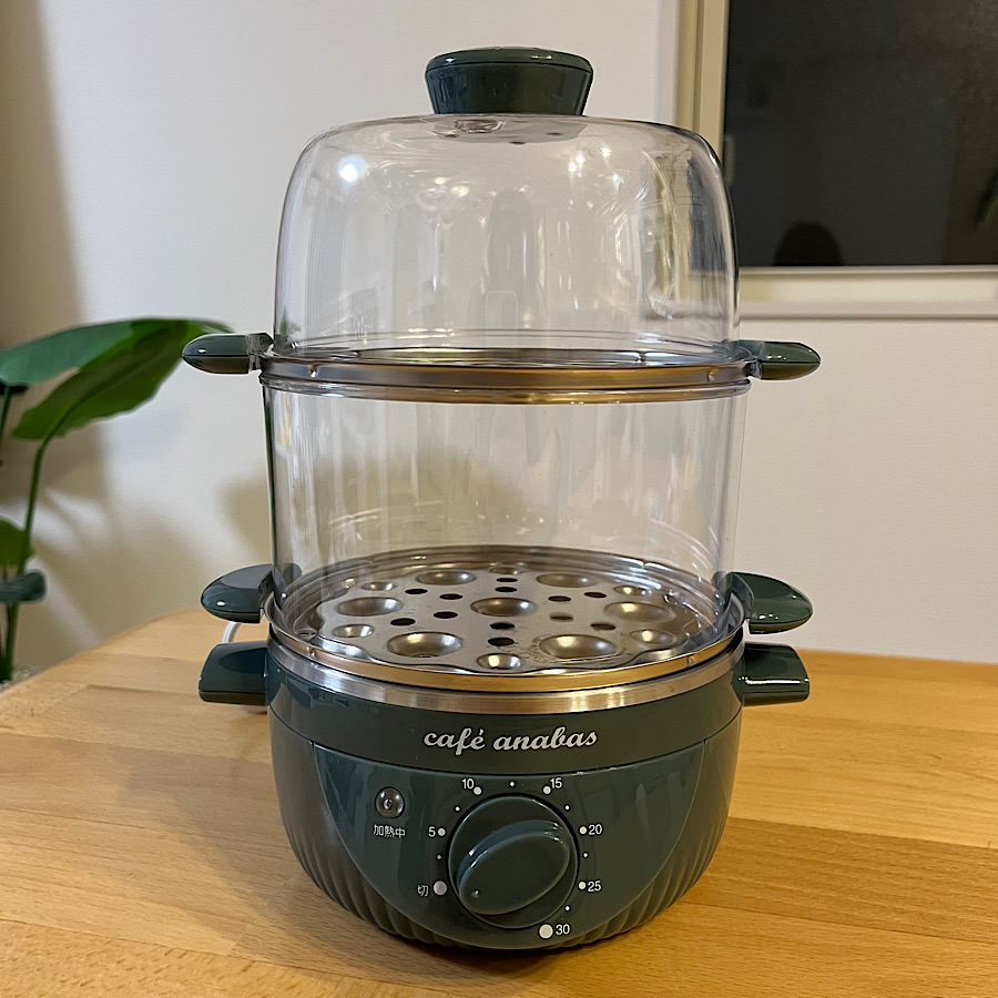 ANABAS スチームクッカー ゆで玉子名人 2段タイプ かんたん蒸し器 ゆで卵メーカー タイマー付き モスグリーン ASC-002 |  | 03